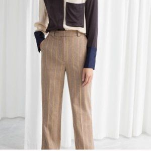 & Other Stories Wool Blend Striped Trouser Pants Size 10 NWT